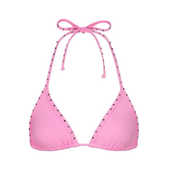 Skims Signature Swim Triangle Barbie Pink Rhinestone Top XL - Picture 1 of 3